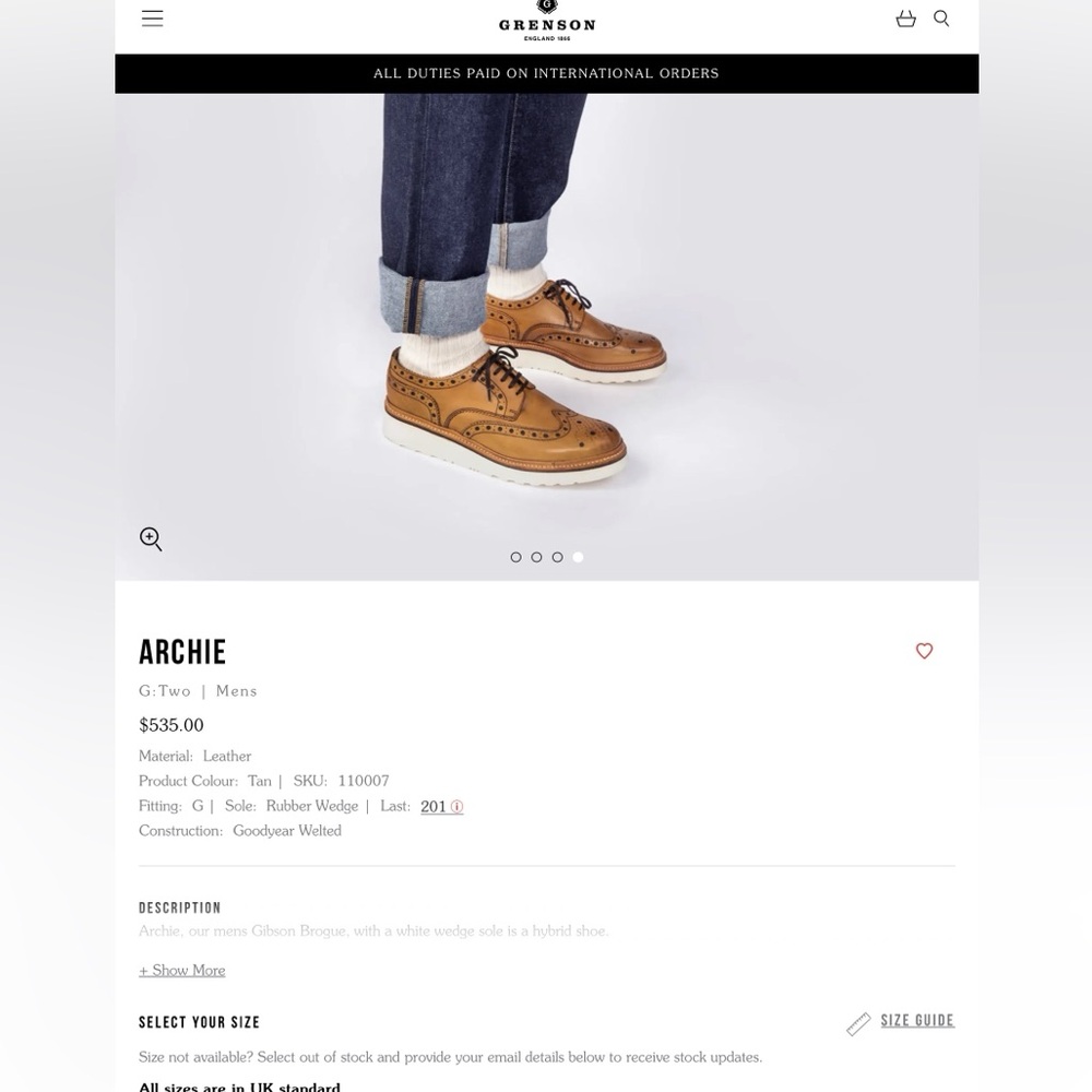 New.  Grenson - Archie Tan. Size UK 9 or US 10 - Picture 4 of 7